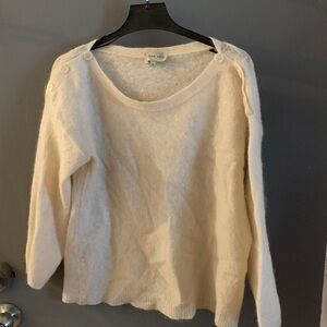 Maison Anje mohair wool blend Women's Cream Sweater with Button Detail